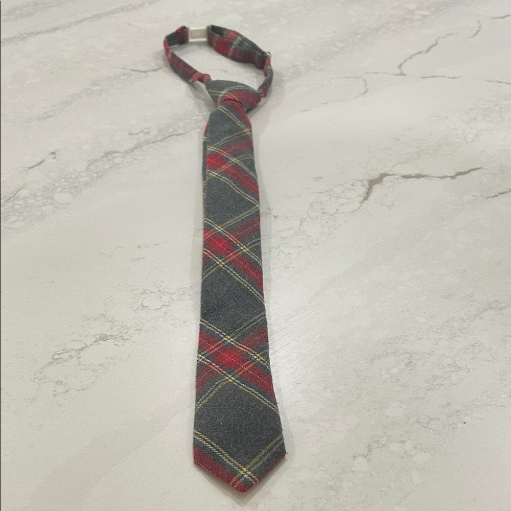 Stylish Red and Gray Plaid Kids Tie